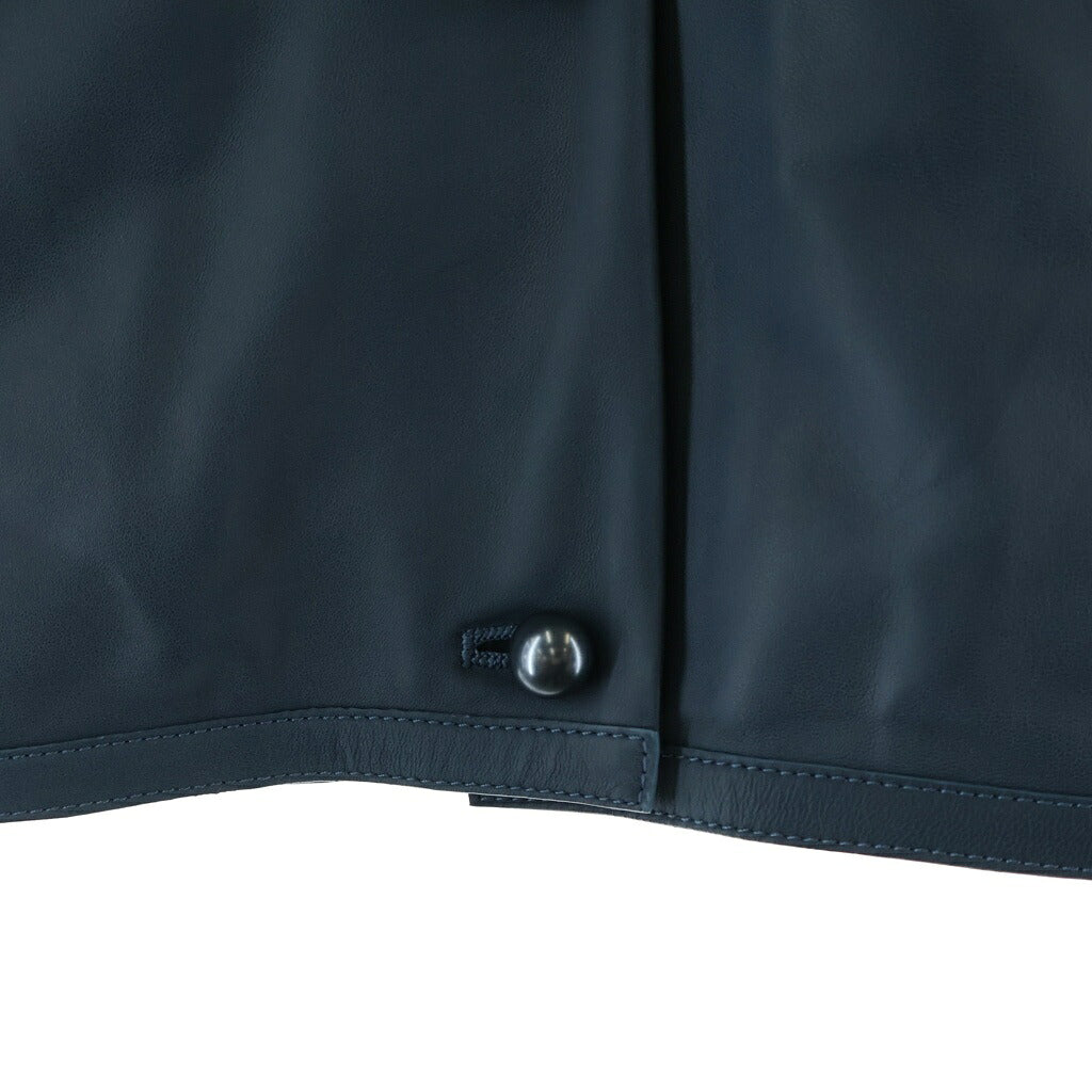 LOEWE(ロエベ) ノーカラー ジャケット アウター レザー シルク グレーブルー レディース