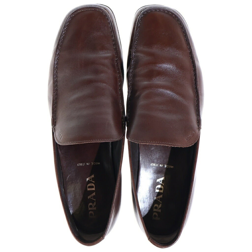 PRADA(プラダ) LEATHER SLIP-ON レザー スリッポン ローファー ブラウン