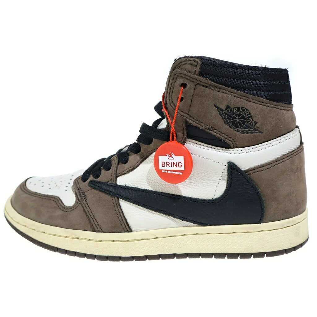 NIKE(ナイキ) ×TRAVIS SCOTT AIR JORDAN 1 HIGH OG TS SP CD4487-100 トラヴィススコット エアジョーダン1 ハイカットスニーカー レディース ブラウン/ホワイト US5.5/24cm