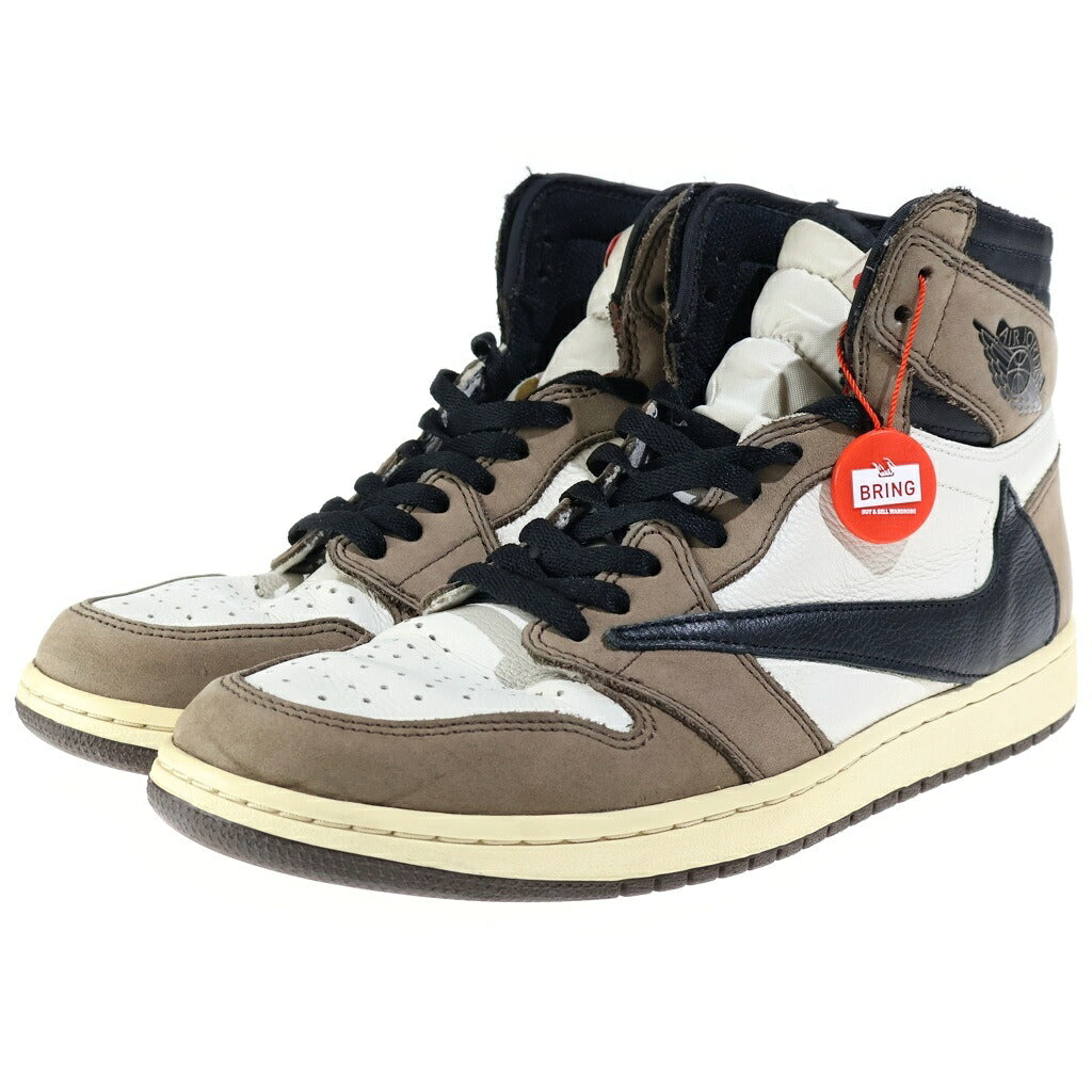 NIKE(ナイキ) ×TRAVIS SCOTT AIR JORDAN 1 HIGH OG TS SP CD4487-100 トラヴィススコット エアジョーダン1 ハイカットスニーカー ブラウン/ホワイト US10.5/28.5cm