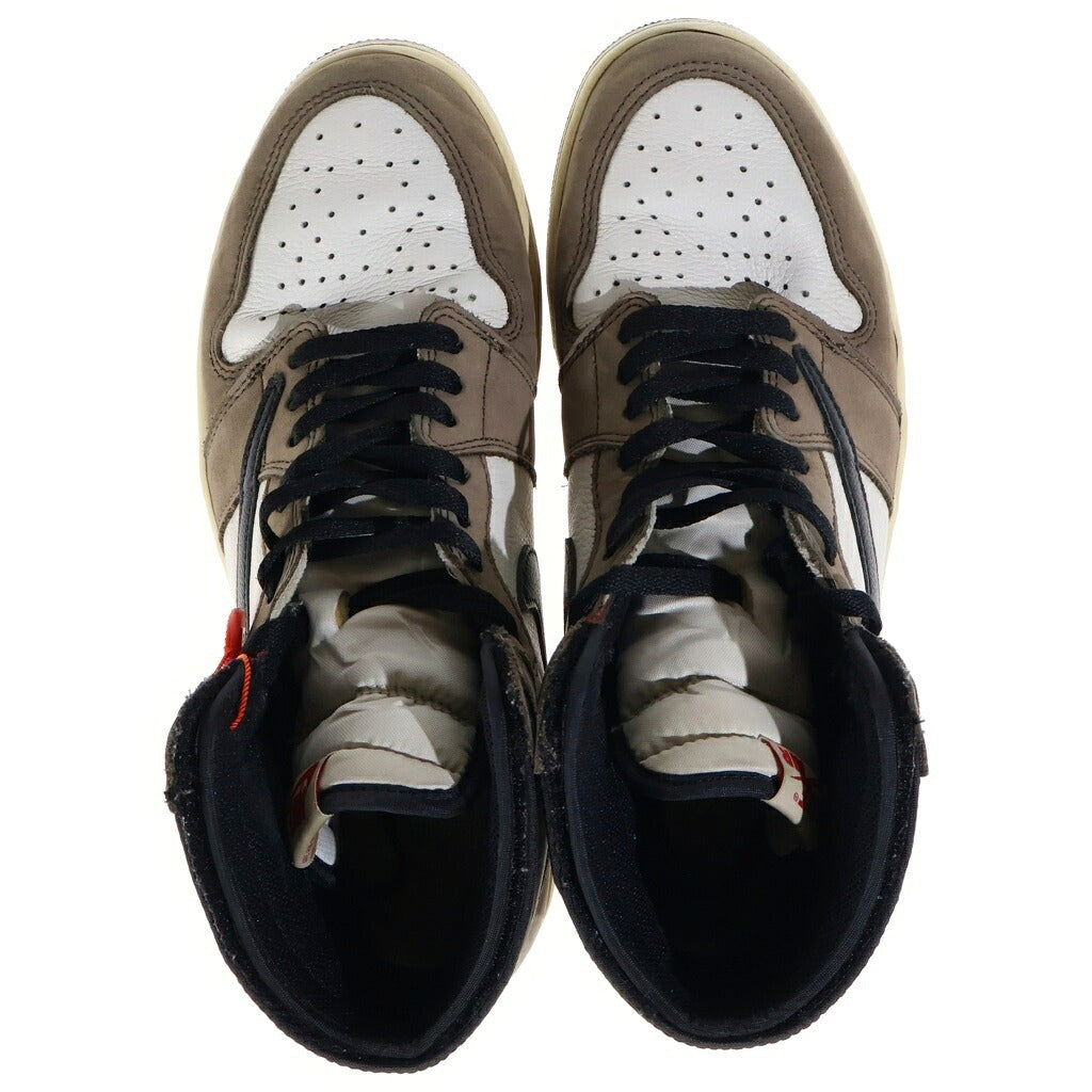 NIKE(ナイキ) ×TRAVIS SCOTT AIR JORDAN 1 HIGH OG TS SP CD4487-100 トラヴィススコット エアジョーダン1 ハイカットスニーカー ブラウン/ホワイト US10.5/28.5cm