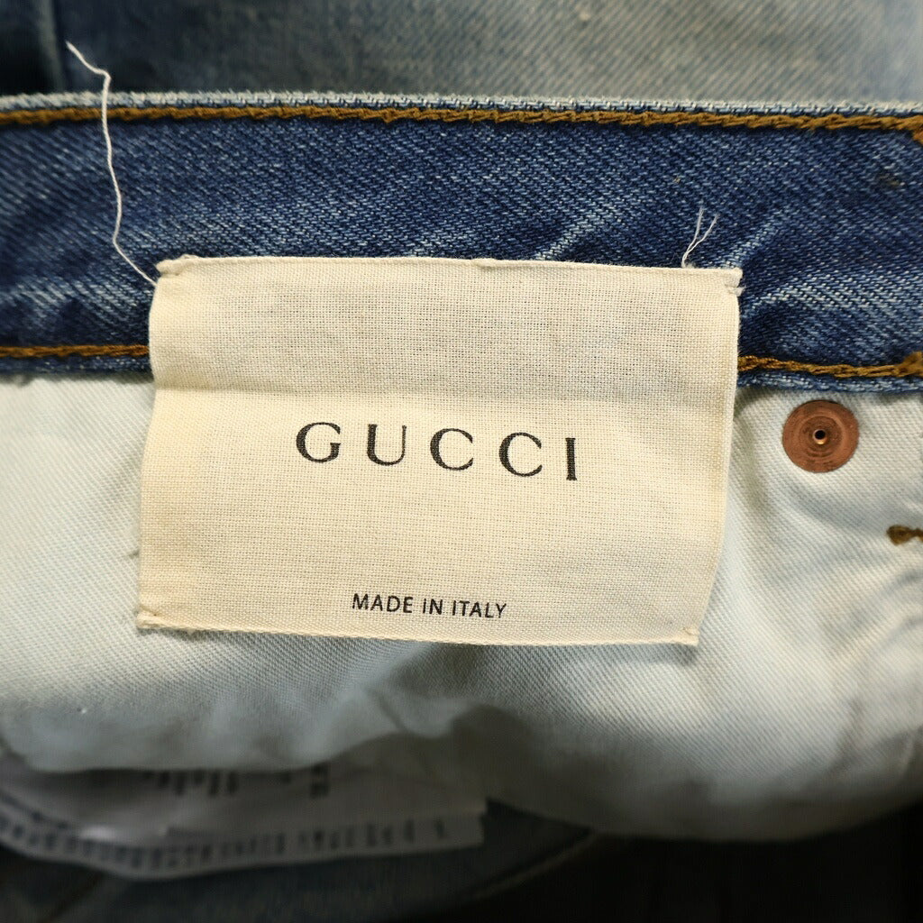 GUCCI(グッチ) 17AW ダメージ加工 クロップド ジーンズ デニムパンツ インディゴ 475277 XR602