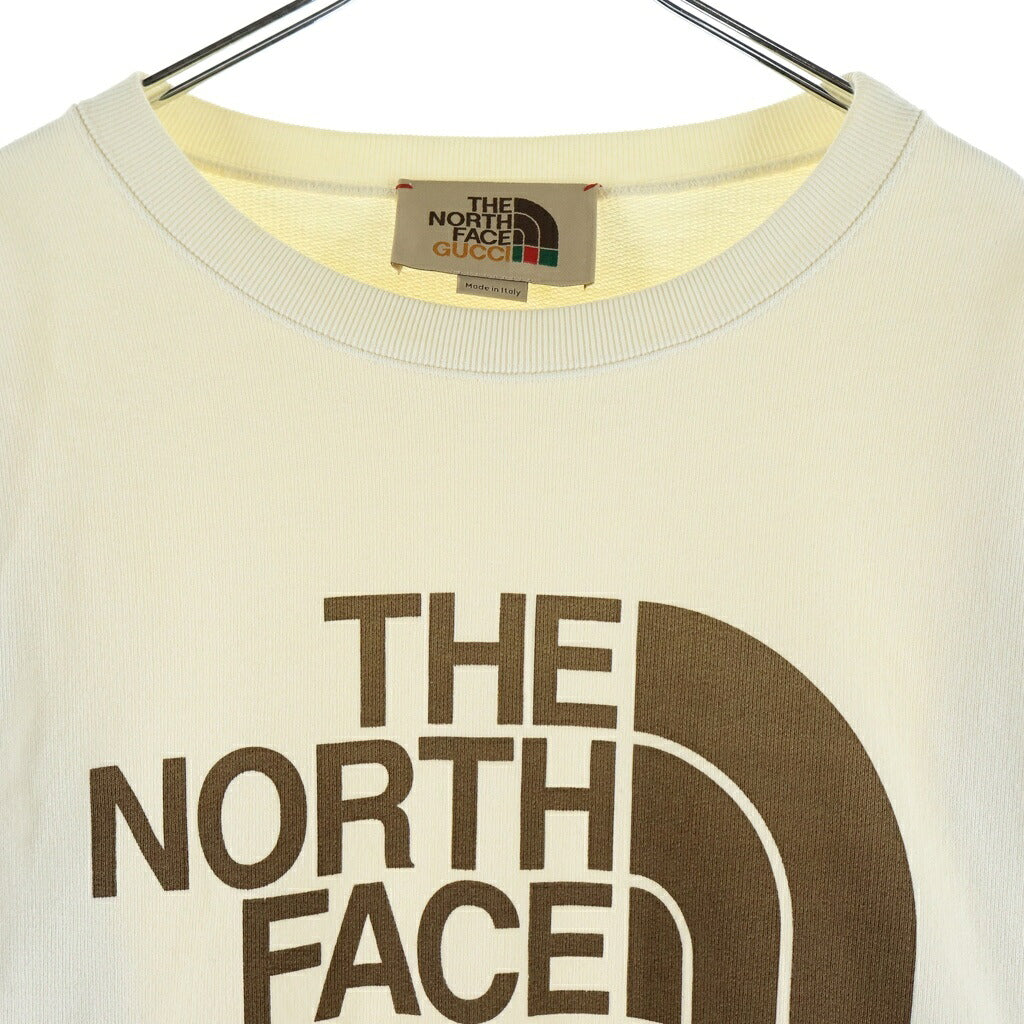 GUCCI(グッチ) 21SS ×THE NORTH FACE ロゴ プリント クルーネック スウェット トレーナー アイボリー 626990 XJDCM