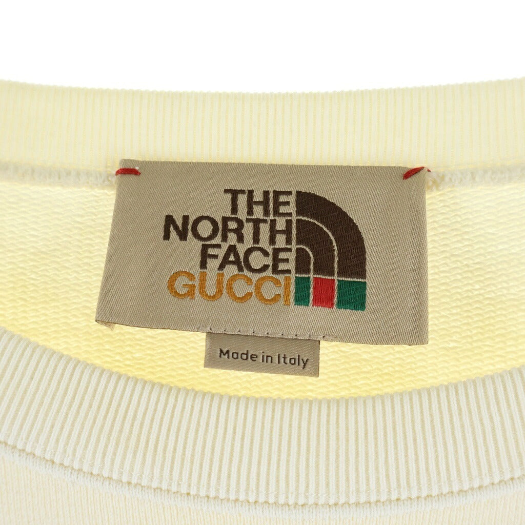 GUCCI(グッチ) 21SS ×THE NORTH FACE ロゴ プリント クルーネック スウェット トレーナー アイボリー 626990 XJDCM