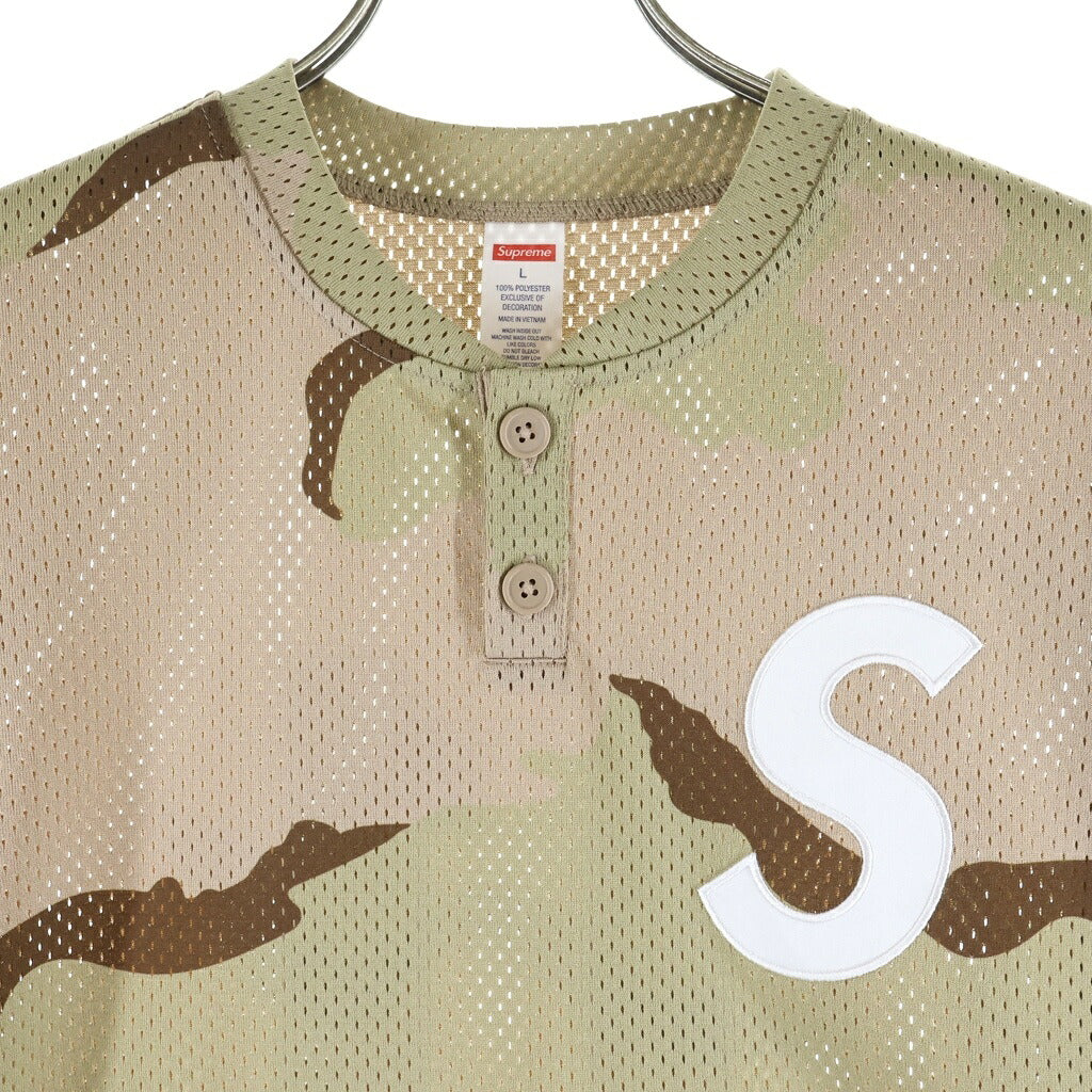 SUPREME(シュプリーム) 26ss Shop S Logo Baseball Henley ベースボール メッシュシャツ カーキ/ブラウン