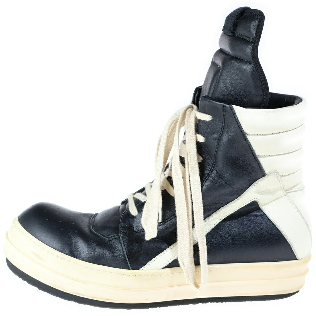 Rick Owens(リックオウエンス) GEOBASKET ジオバスケット レザーハイカットスニーカー ブラック/ホワイト