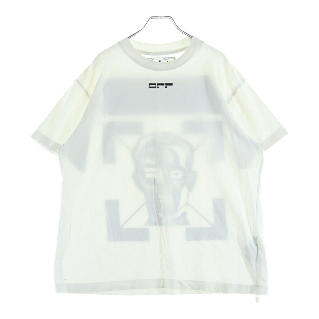OFF-WHITE(オフホワイト) 20AW MASKED FACE S/S OVER TEE マスクド フェイス バック アロー クルーネック 半袖Tシャツ カットソー ホワイト OMAA038E20JER009