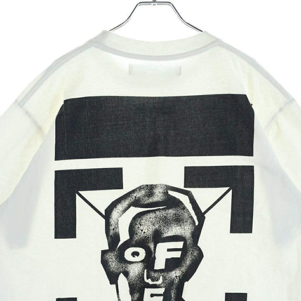 OFF-WHITE(オフホワイト) 20AW MASKED FACE S/S OVER TEE マスクド フェイス バック アロー クルーネック 半袖Tシャツ カットソー ホワイト OMAA038E20JER009