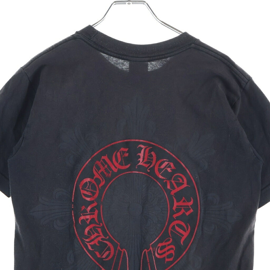 CHROME HEARTS(クロムハーツ) OLD FLORAL CROSS S/S Tee ホースシュー フローラルクロスプリント 半袖Tシャツカットソー ブラック