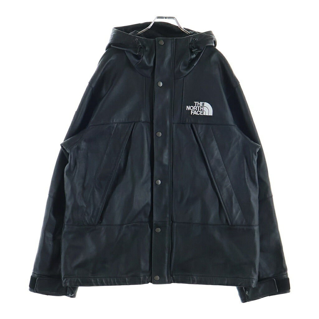 SUPREME(シュプリーム) 18AW ×THE NORTH FACE Lether Mountain Parka ザノースフェイス レザー フーデッド マウンテン パーカー ジップアップ ジャケット ブラック NP61807I