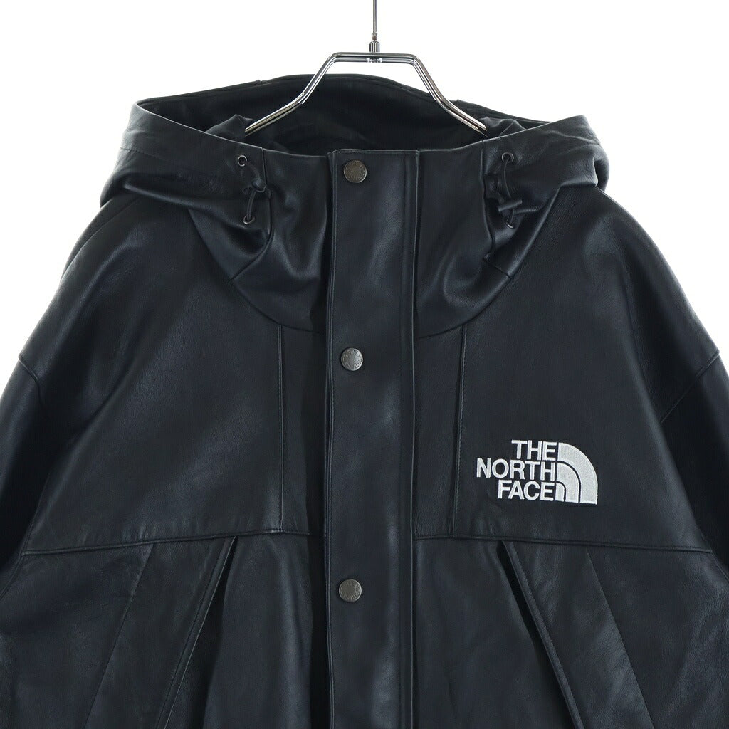 SUPREME(シュプリーム) 18AW ×THE NORTH FACE Lether Mountain Parka ザノースフェイス レザー フーデッド マウンテン パーカー ジップアップ ジャケット ブラック NP61807I