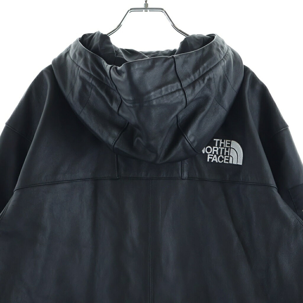 SUPREME(シュプリーム) 18AW ×THE NORTH FACE Lether Mountain Parka ザノースフェイス レザー フーデッド マウンテン パーカー ジップアップ ジャケット ブラック NP61807I