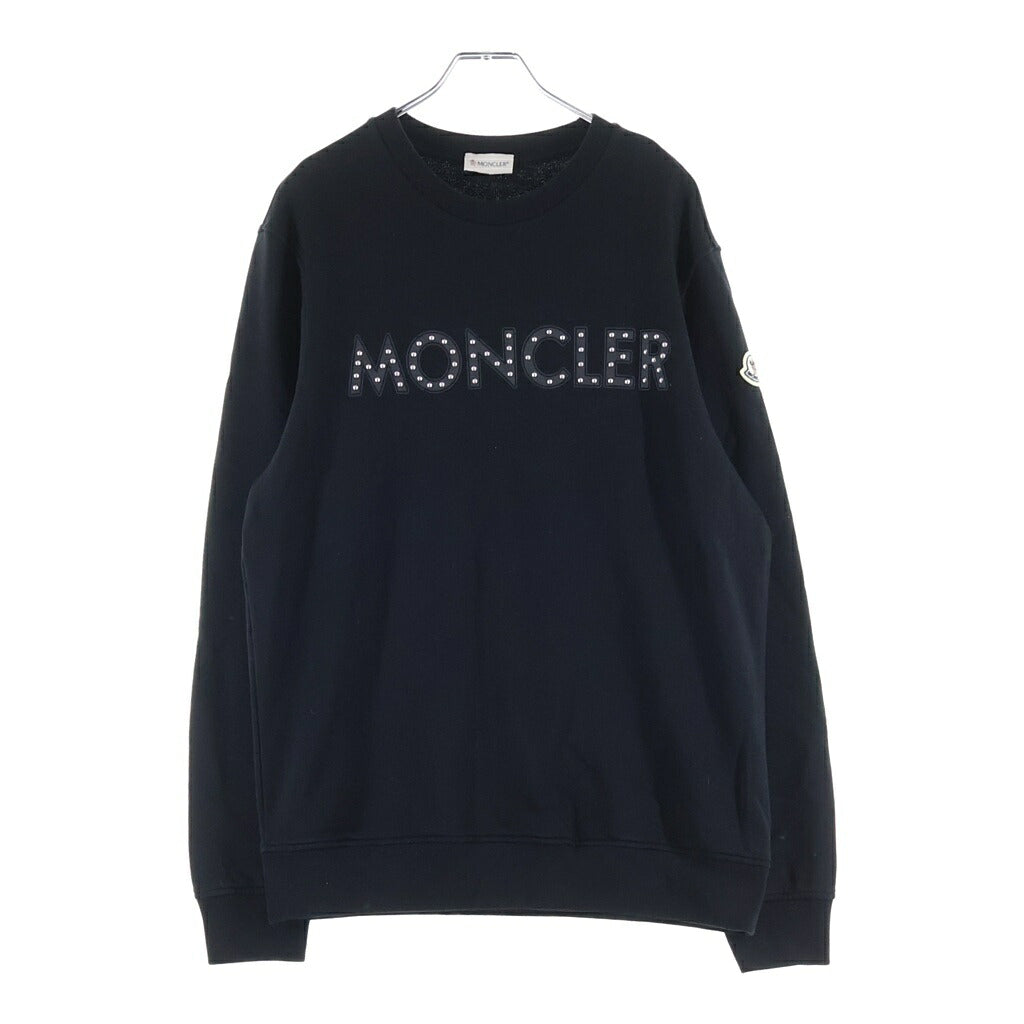 MONCLER(モンクレール) 22SS MAGLIA GIROCOLLO スタッズロゴプリント クルーネック スウェットシャツ プルオーバー ブラック H10918G00013 809KR
