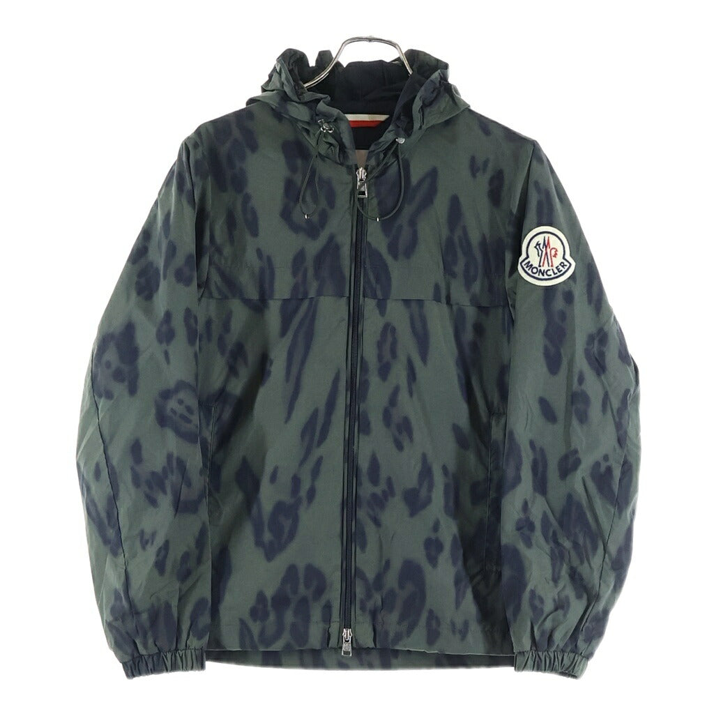 MONCLER(モンクレール) 20AW JAU GIUBBTTO ジップアップ フーデッド レオパード ナイロン ジャケット カーキ/ブラック F10921A70600 54AHT
