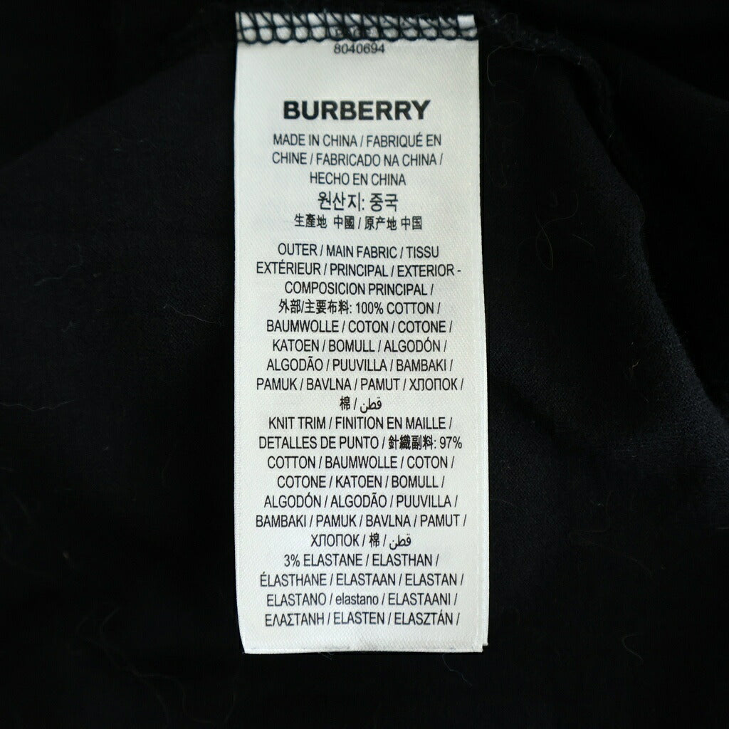 BURBERRY(バーバリー) ホースフェリー フロントプリント クルーネック 半袖カットソー Tシャツ ブラック 8040694