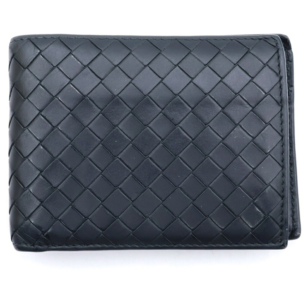 BOTTEGA VENETA(ボッテガヴェネタ) INTRECCIATO LEATHE イントレチャート レザー 2つ折り 財布 ウォレットケース ブラック P00830658G