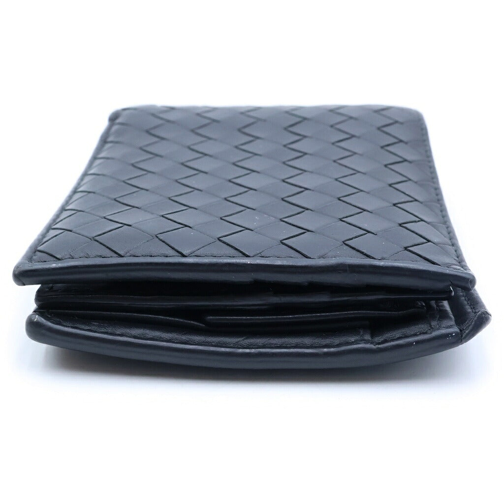 BOTTEGA VENETA(ボッテガヴェネタ) INTRECCIATO LEATHE イントレチャート レザー 2つ折り 財布 ウォレットケース ブラック P00830658G