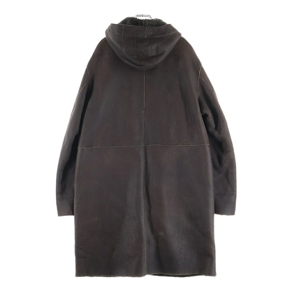 JIL SANDER(ジルサンダー) ジップアップ フーデッド ムートン レザージャケット コート ブラウン