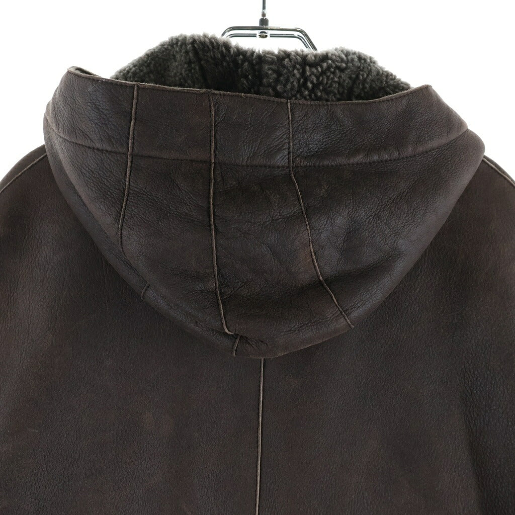JIL SANDER(ジルサンダー) ジップアップ フーデッド ムートン レザージャケット コート ブラウン