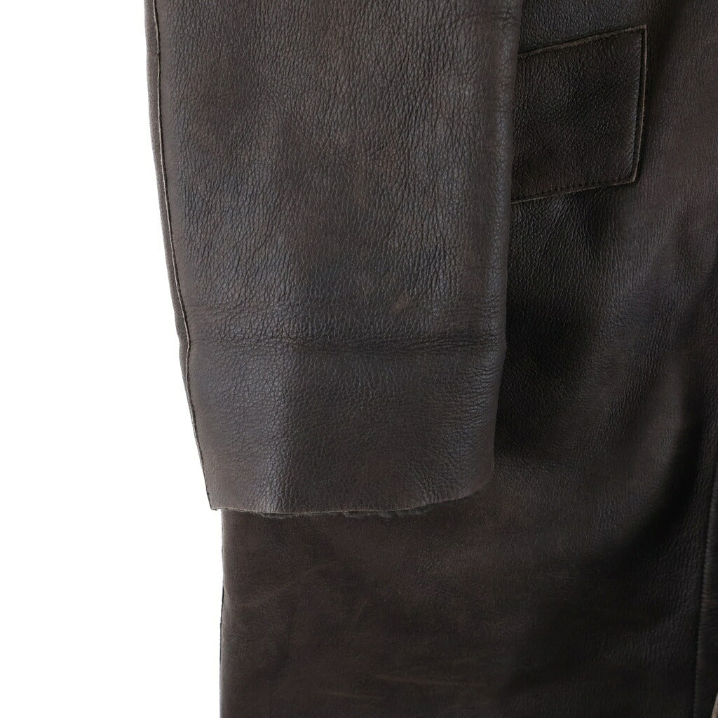 JIL SANDER(ジルサンダー) ジップアップ フーデッド ムートン レザージャケット コート ブラウン