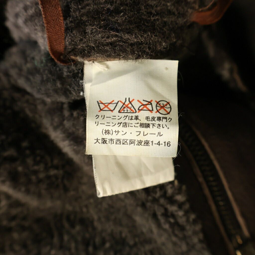 JIL SANDER(ジルサンダー) ジップアップ フーデッド ムートン レザージャケット コート ブラウン