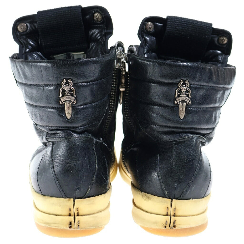 CHROME HEARTS(クロムハーツ) ×Rick Owens GEOBASKET リックオウエンス ジオバスケット CHクロス ダガージップ レザー ハイカットスニーカー ブラック