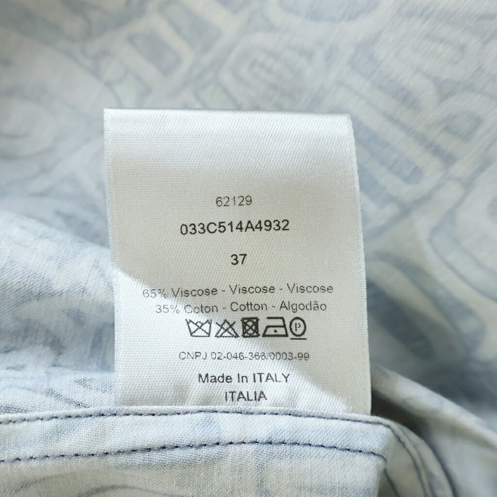 Dior HOMME(ディオールオム) 20AW ×SHAWN STUSS ショーンステューシー ロゴ総柄デザイン ワイドカラー ボタン 半袖シャツ ブルー/ホワイト 033C514A4932