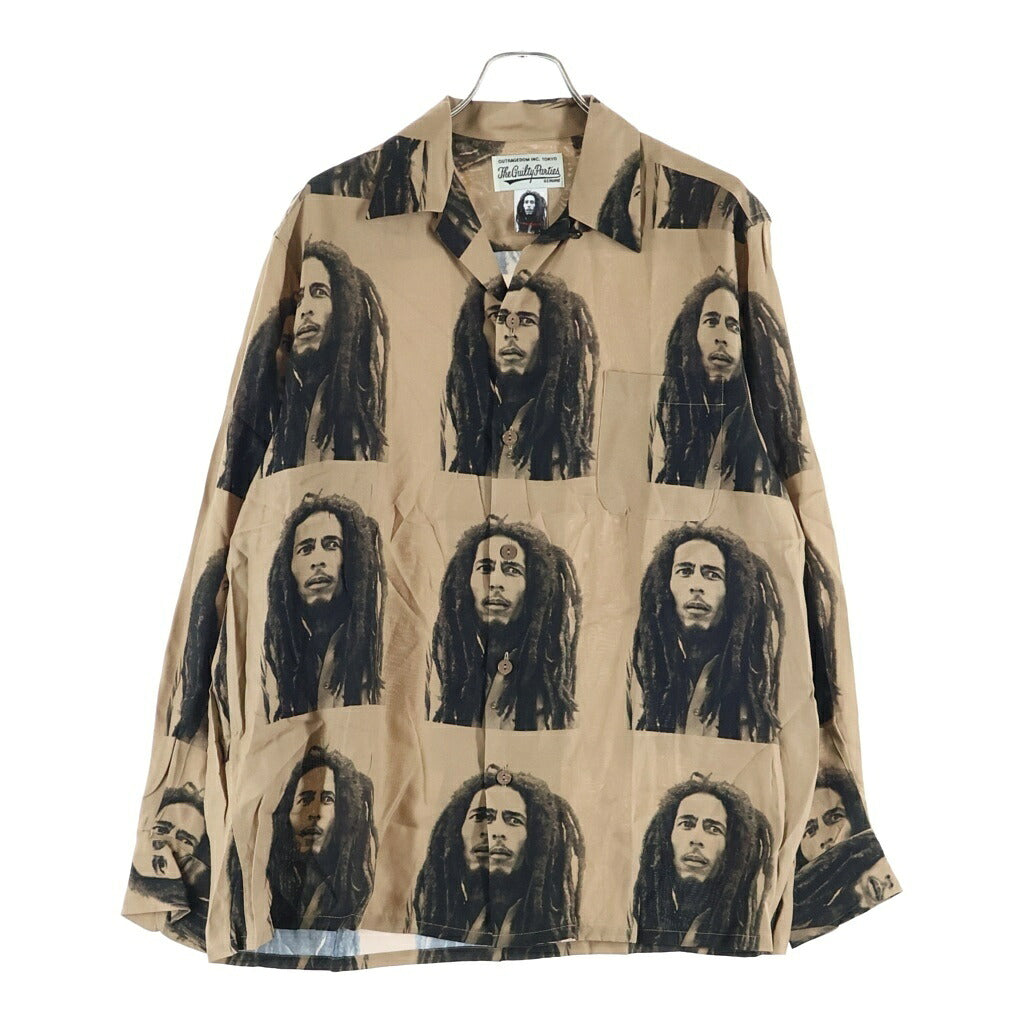 WACKO MARIA(ワコマリア) 22AW BOB MARLEY HAWAIAN SHIRT L/S TYPE-2 ボブマーリー 開襟 レーヨン ハワイアン アロハ半袖シャツ ブラウン