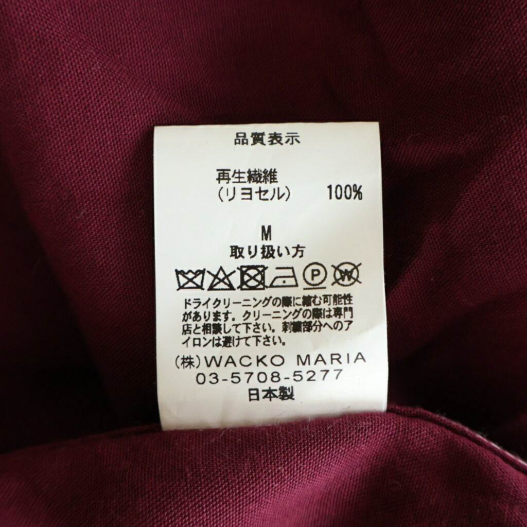 WACKO MARIA(ワコマリア) ロゴ刺繍 レーヨン 開襟 長袖シャツ バーガンディ