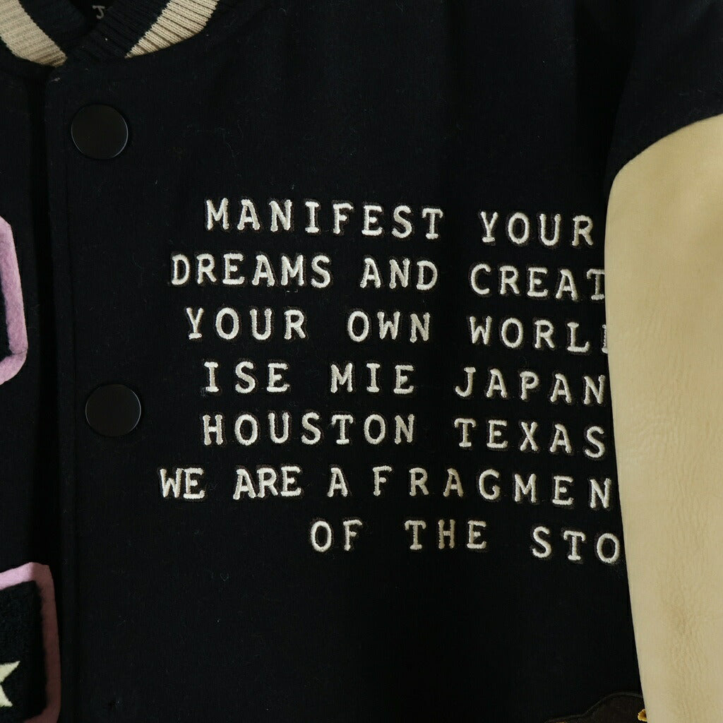 Cactus Jack(カクタスジャック) 21SS ×FRAGMENT DESIGN MANIFEST LETTERMAN JACKET フラグメントデザイン マニフェスト レターマン レザー ジャケット スタジャン ブルゾン ブラック