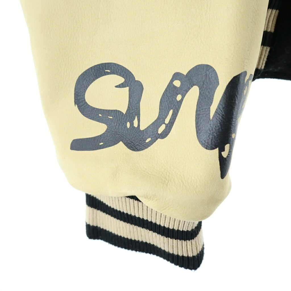 Cactus Jack(カクタスジャック) 21SS ×FRAGMENT DESIGN MANIFEST LETTERMAN JACKET フラグメントデザイン マニフェスト レターマン レザー ジャケット スタジャン ブルゾン ブラック