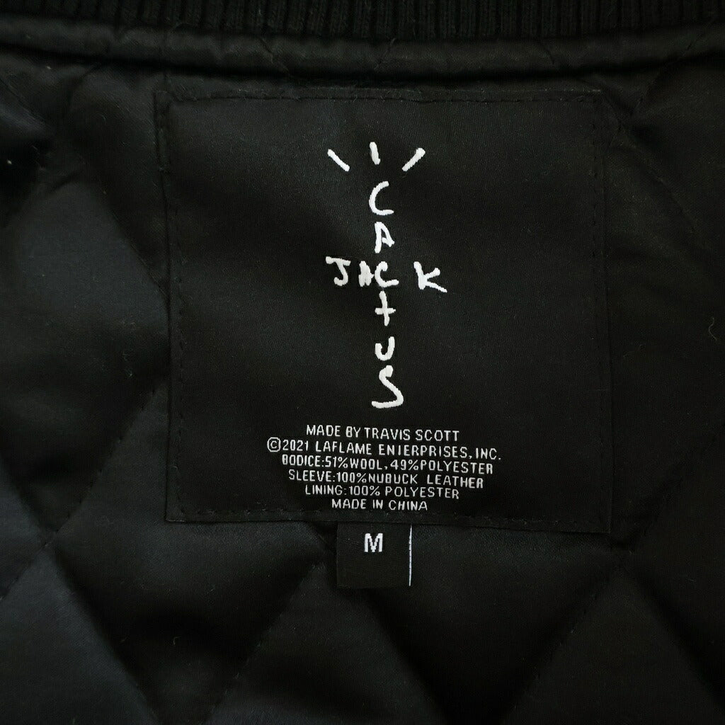 Cactus Jack(カクタスジャック) 21SS ×FRAGMENT DESIGN MANIFEST LETTERMAN JACKET フラグメントデザイン マニフェスト レターマン レザー ジャケット スタジャン ブルゾン ブラック