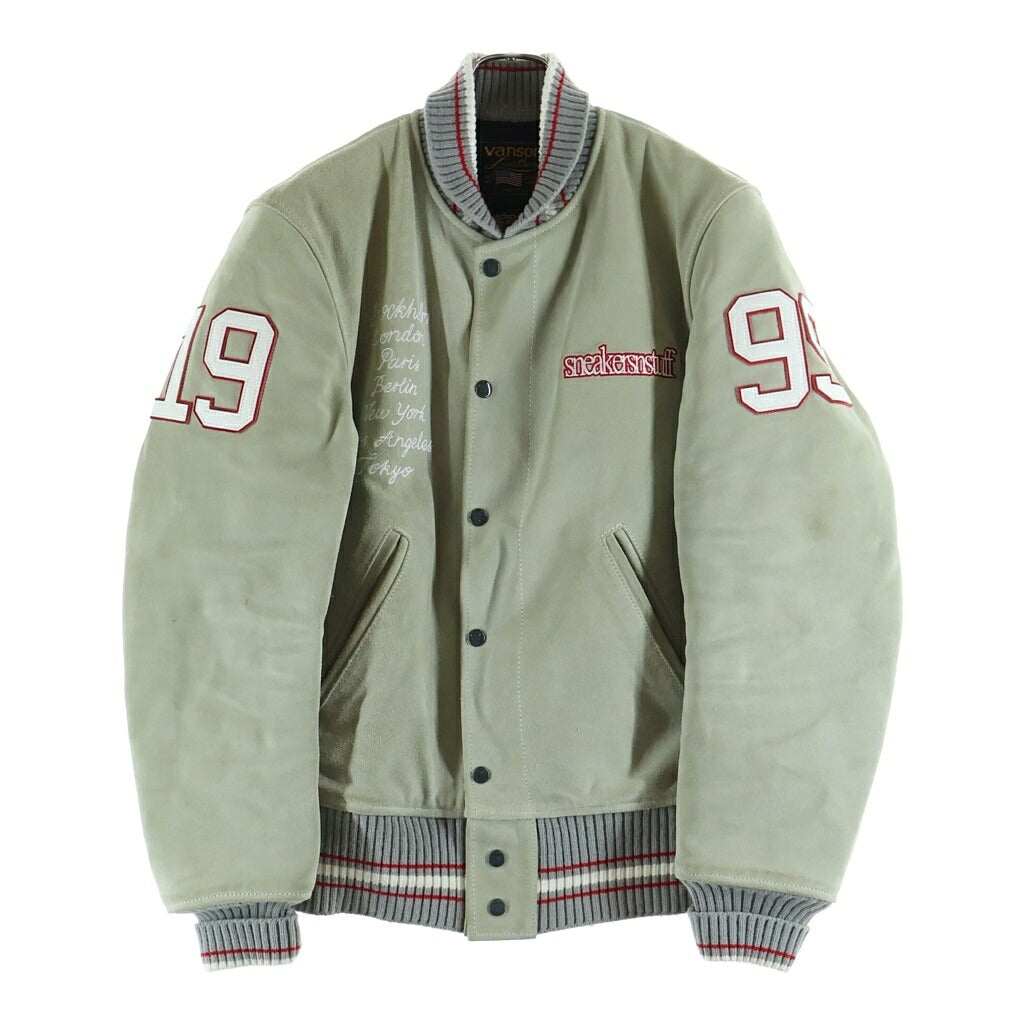 VANSON(バンソン) ×Sneakersnstuff スウェードレザー ジャケット スタジャン ブルゾン グレー