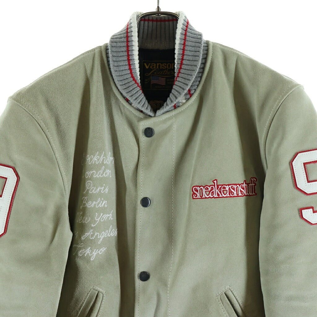 VANSON(バンソン) ×Sneakersnstuff スウェードレザー ジャケット スタジャン ブルゾン グレー