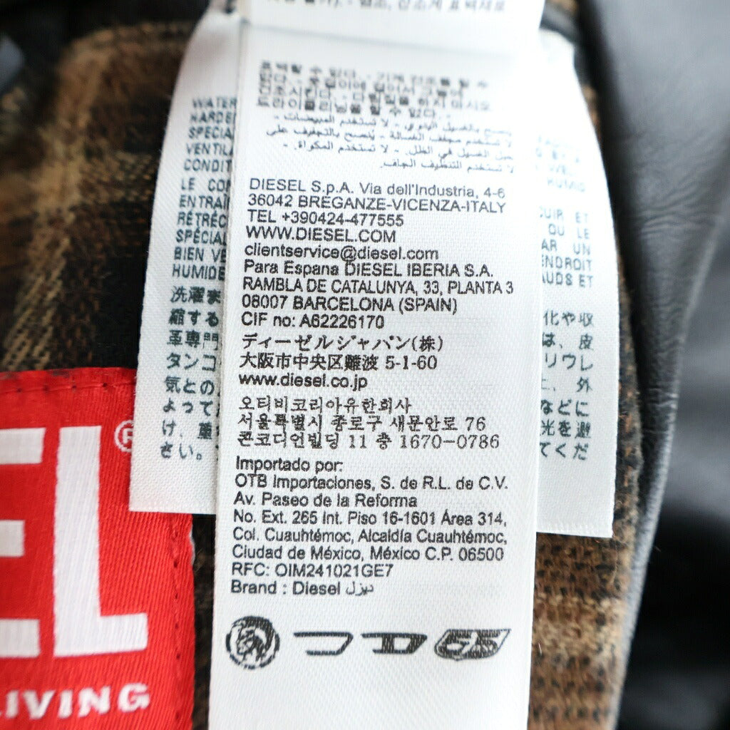 DIESEL(ディーゼル) J-RIVERS ユーズド加工 フェイクレザー ステンカラーコート ブラック A18496