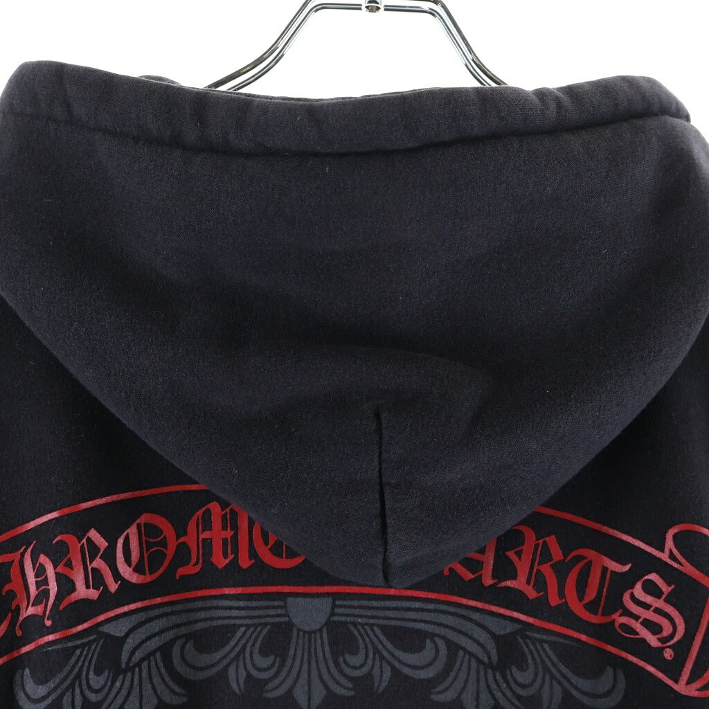CHROME HEARTS(クロムハーツ) OLD SWTSHRT HD ZIP オールド 裏地サーマル フローラルクロス スクロールラベル プリント ダガージップ スウェット パーカー ブラック