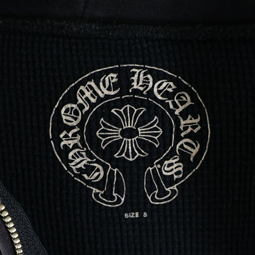 CHROME HEARTS(クロムハーツ) OLD SWTSHRT HD ZIP オールド 裏地サーマル フローラルクロス スクロールラベル プリント ダガージップ スウェット パーカー ブラック