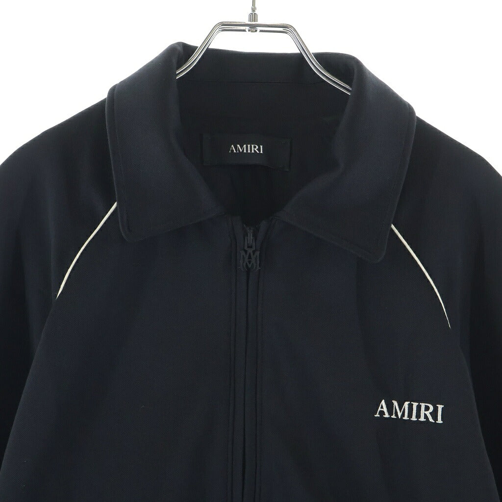 AMIRI(アミリ) ロゴエンブロイダリーデザイン ジップアップ トラックジャケット ジャージー ブラック SRAM426JA072SMRP0L0
