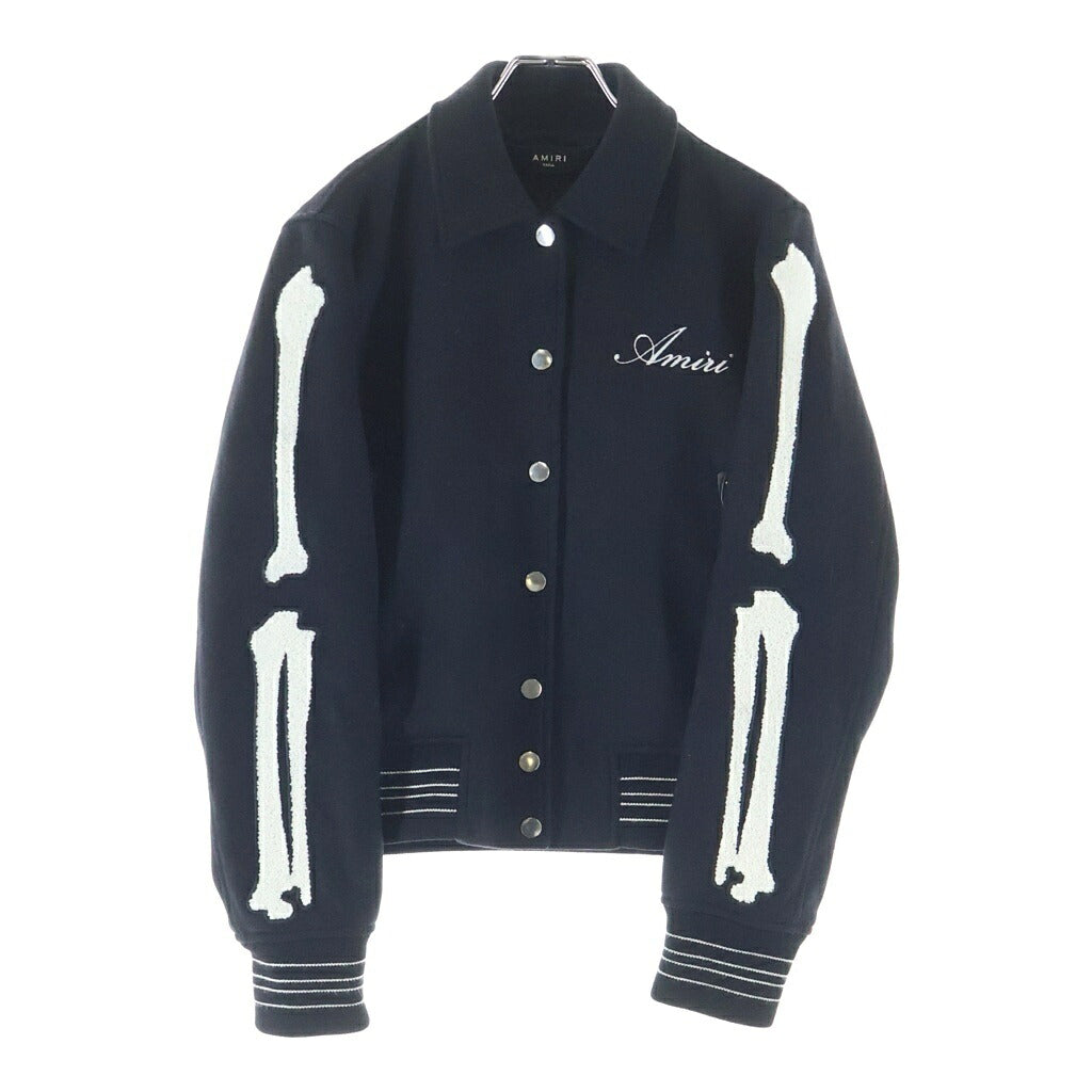 AMIRI(アミリ) BONES JACKET ボーンデザイン ボタン スタジアムジャケット スタジャン ブラック SR2AM0001SMRW000