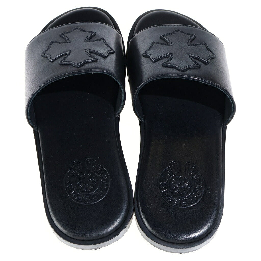 CHROME HEARTS(クロムハーツ) CH PLUS CHプラス パッチデザイン レザー サンダル ブラック レディース