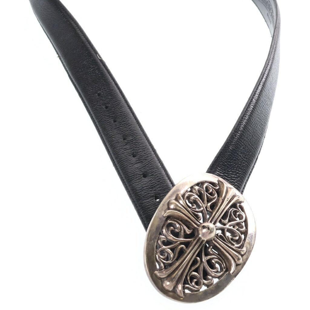 CHROME HEARTS(クロムハーツ) OLD OVAL CROSS STRAP 32 1.5 オールド クラシックオーバルクロスバックル レザーベルト シルバー