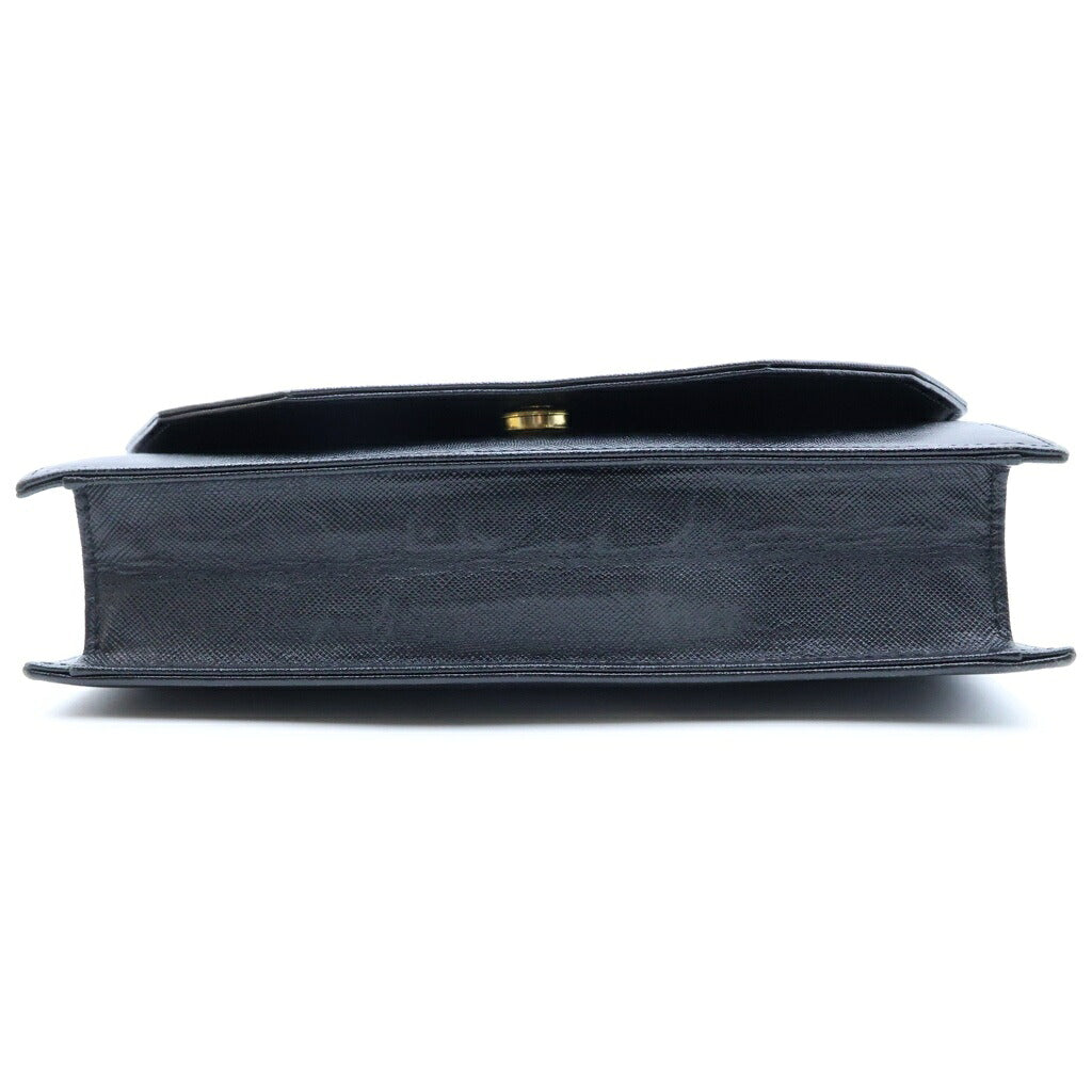 YVES SAINT LAURENT(イヴサンローラン) YSLロゴ カサンドラロゴ レザー クラッチバッグ ブラック