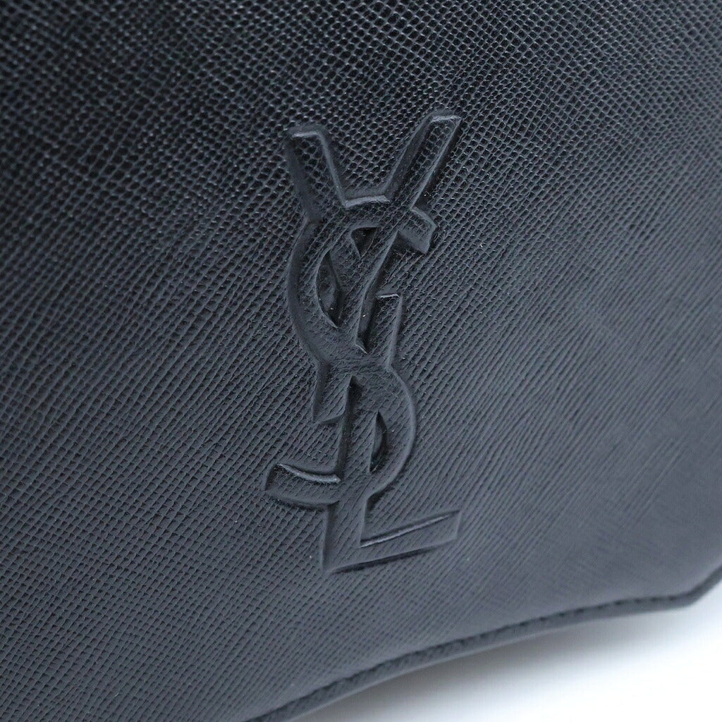 YVES SAINT LAURENT(イヴサンローラン) YSLロゴ カサンドラロゴ レザー クラッチバッグ ブラック