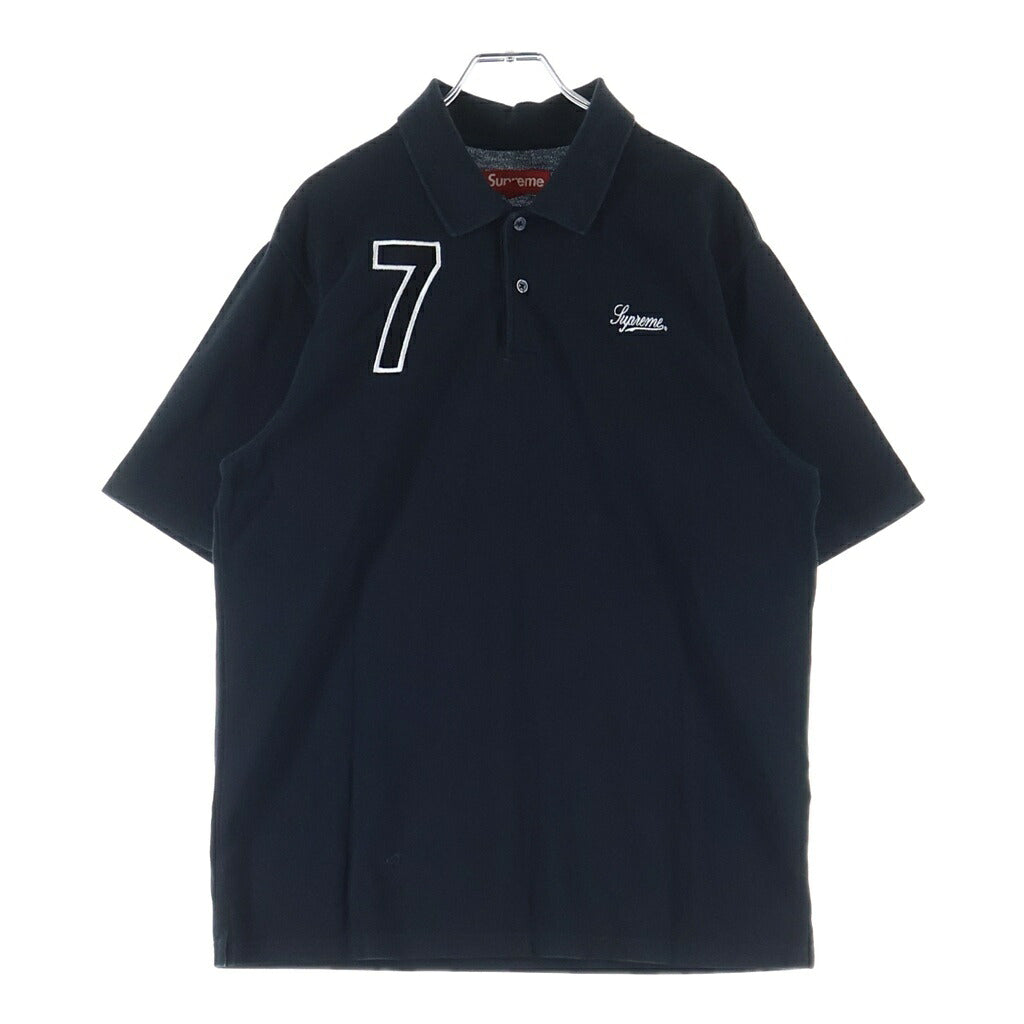 SUPREME(シュプリーム) 25SS Cursive Polo スクリプトロゴ刺繍 ナンバリング 半袖ポロシャツ ブラック