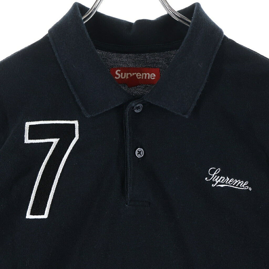 SUPREME(シュプリーム) 25SS Cursive Polo スクリプトロゴ刺繍 ナンバリング 半袖ポロシャツ ブラック