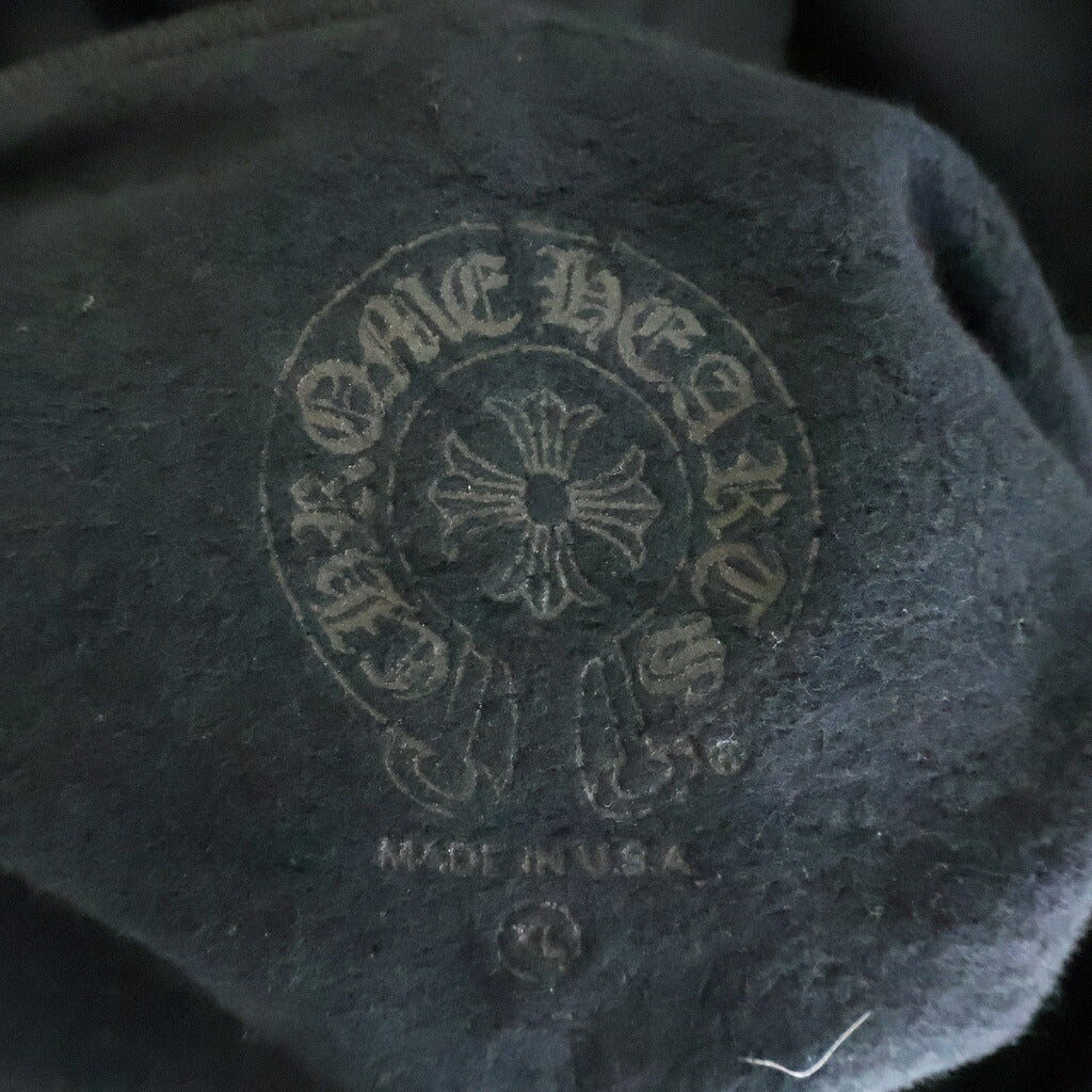 CHROME HEARTS(クロムハーツ) SWTSHRT HD ZIP 袖フローラルバックホースシュープリントダガージップパーカー ブラック/ピンク