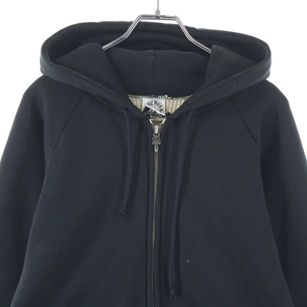 CHROME HEARTS(クロムハーツ) OLD SWTSHRT HD ZIP オールド 裏地サーマル 袖ロゴ ホースシュープリント ダガージップフーディ パーカー ブラック