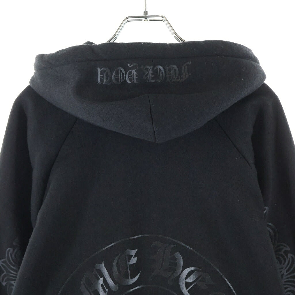 CHROME HEARTS(クロムハーツ) OLD SWTSHRT HD ZIP オールド 裏地サーマル 袖ロゴ ホースシュープリント ダガージップフーディ パーカー ブラック