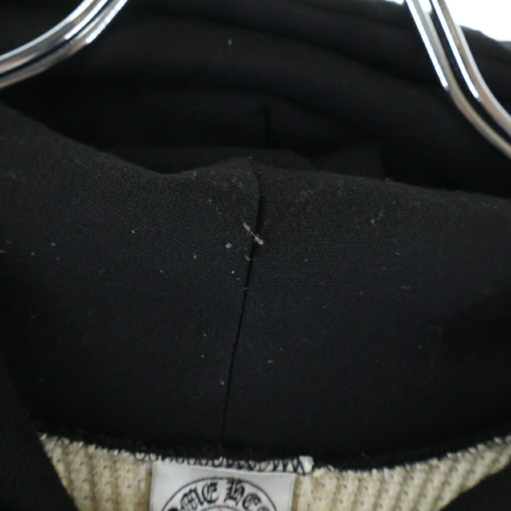 CHROME HEARTS(クロムハーツ) OLD SWTSHRT HD ZIP オールド 裏地サーマル 袖ロゴ ホースシュープリント ダガージップフーディ パーカー ブラック