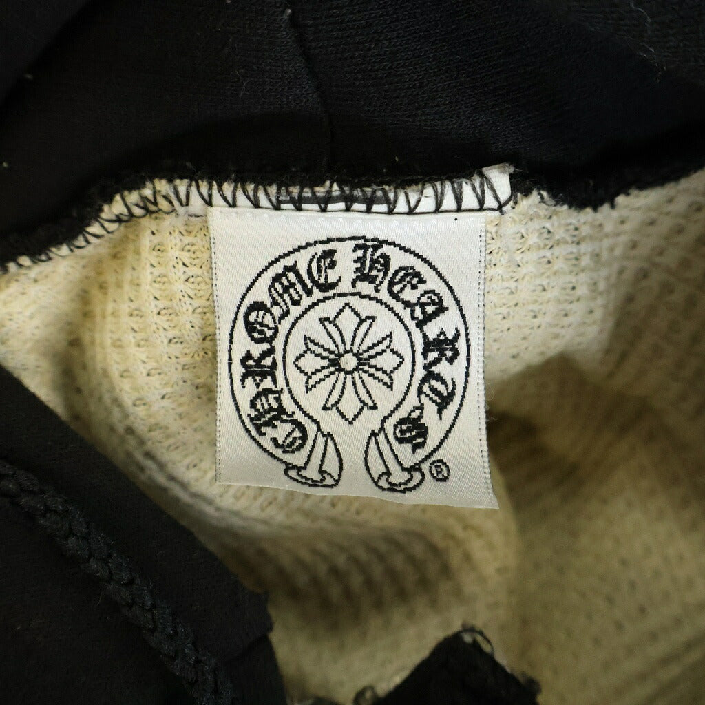 CHROME HEARTS(クロムハーツ) OLD SWTSHRT HD ZIP オールド 裏地サーマル 袖ロゴ ホースシュープリント ダガージップフーディ パーカー ブラック